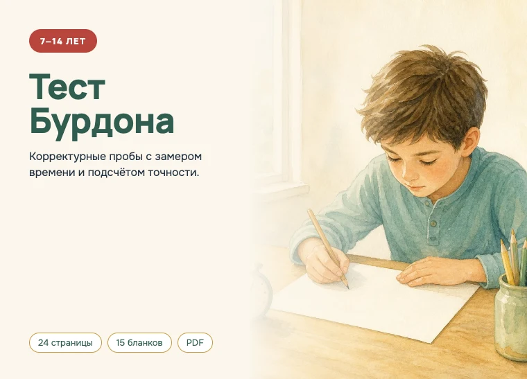 Обложка комплекта «Тест Бурдона», 7–14 лет