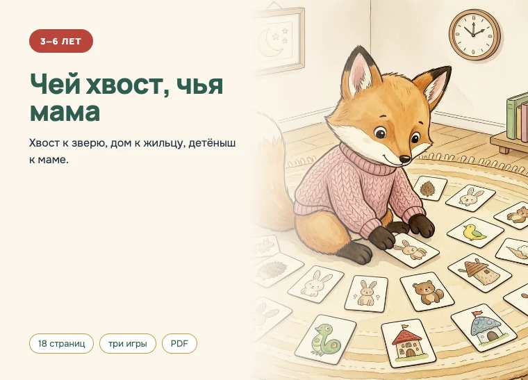 Обложка комплекта «Чей хвост, чья мама», 3–6 лет