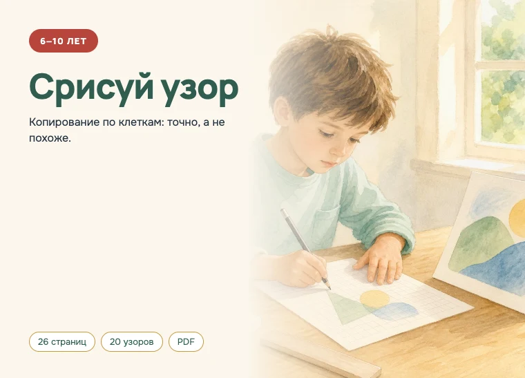 Обложка комплекта «Срисуй узор», 6–10 лет