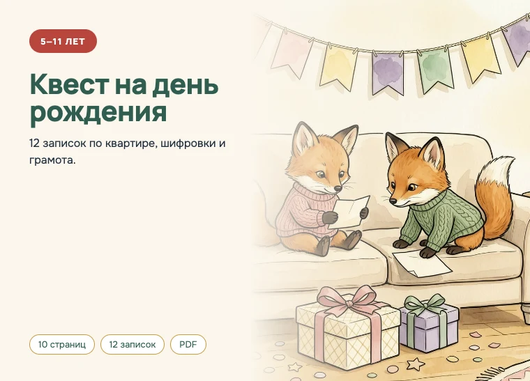 Обложка комплекта «Квест на день рождения», 5–11 лет