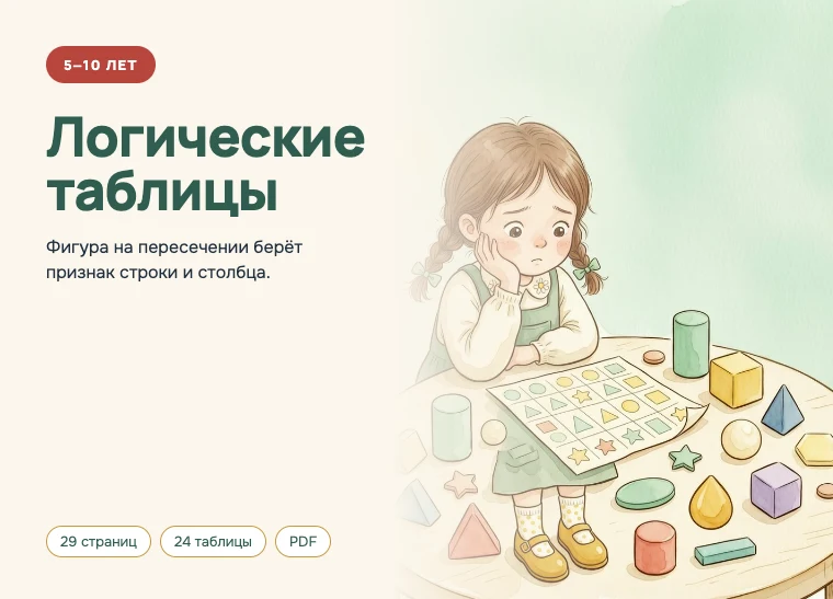 Обложка комплекта «Логические таблицы», 5–10 лет