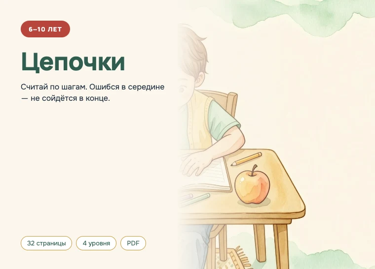 Обложка комплекта «Математические цепочки», 6–10 лет