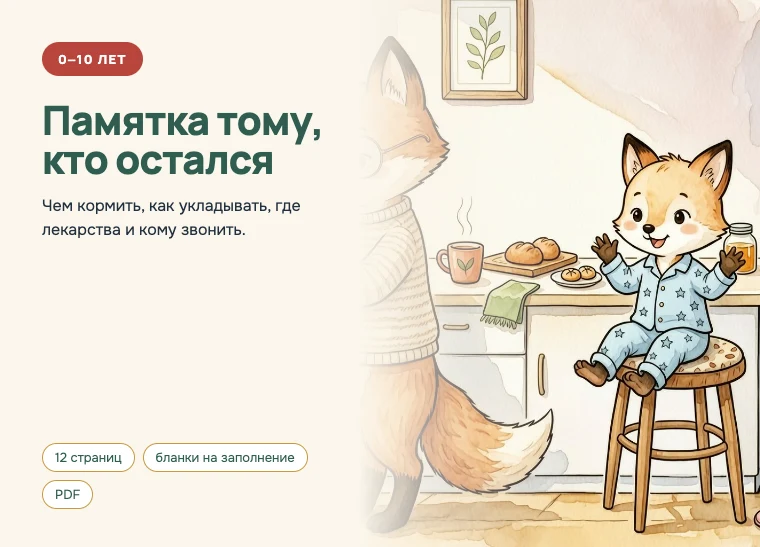 Обложка комплекта «Памятка тому, кто остался», 0–10 лет