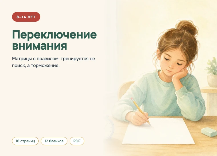 Обложка комплекта «Переключение внимания», 8–14 лет