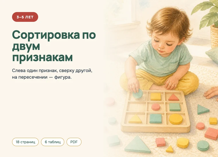 Обложка комплекта «Сортировка по двум признакам», 3–5 лет