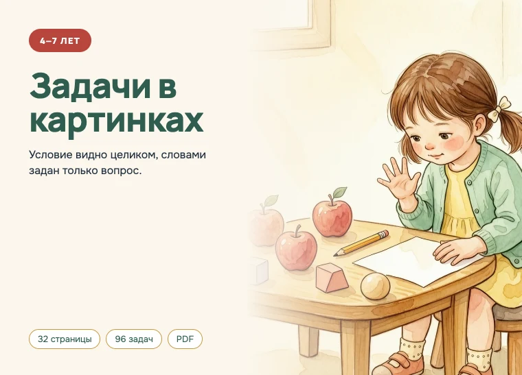 Обложка комплекта «Задачи в картинках», 4–7 лет